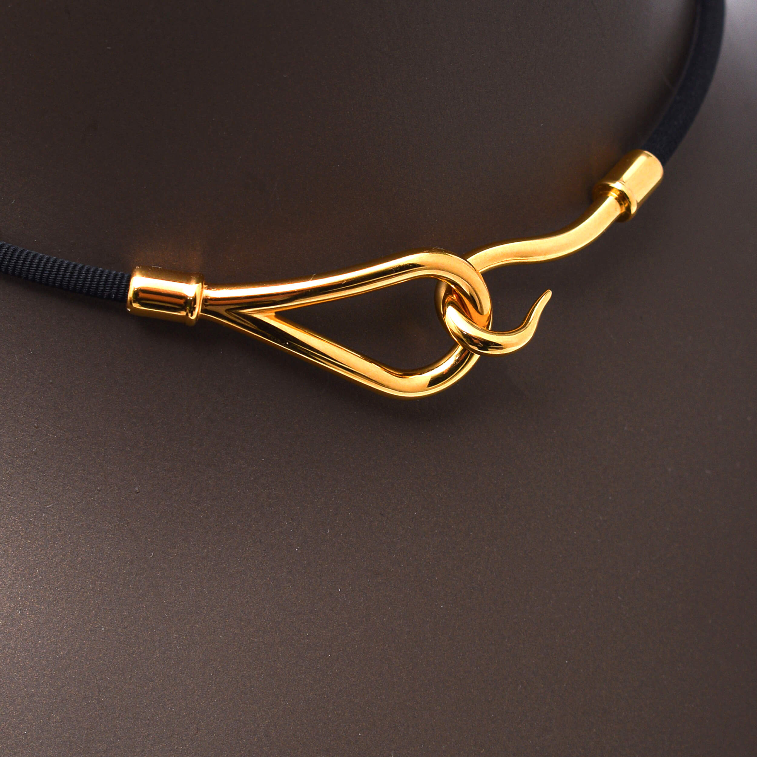 Hermes - Gold&Black Bridle Jumbo Hook Choker Necklace